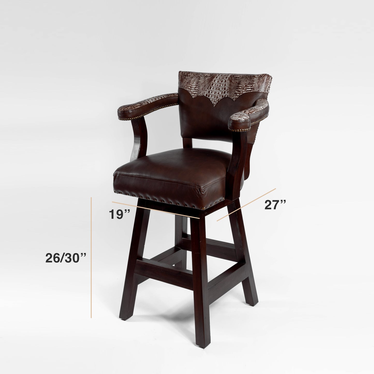 Trophy Two-Tone Cowhide Leather Swivel Stool