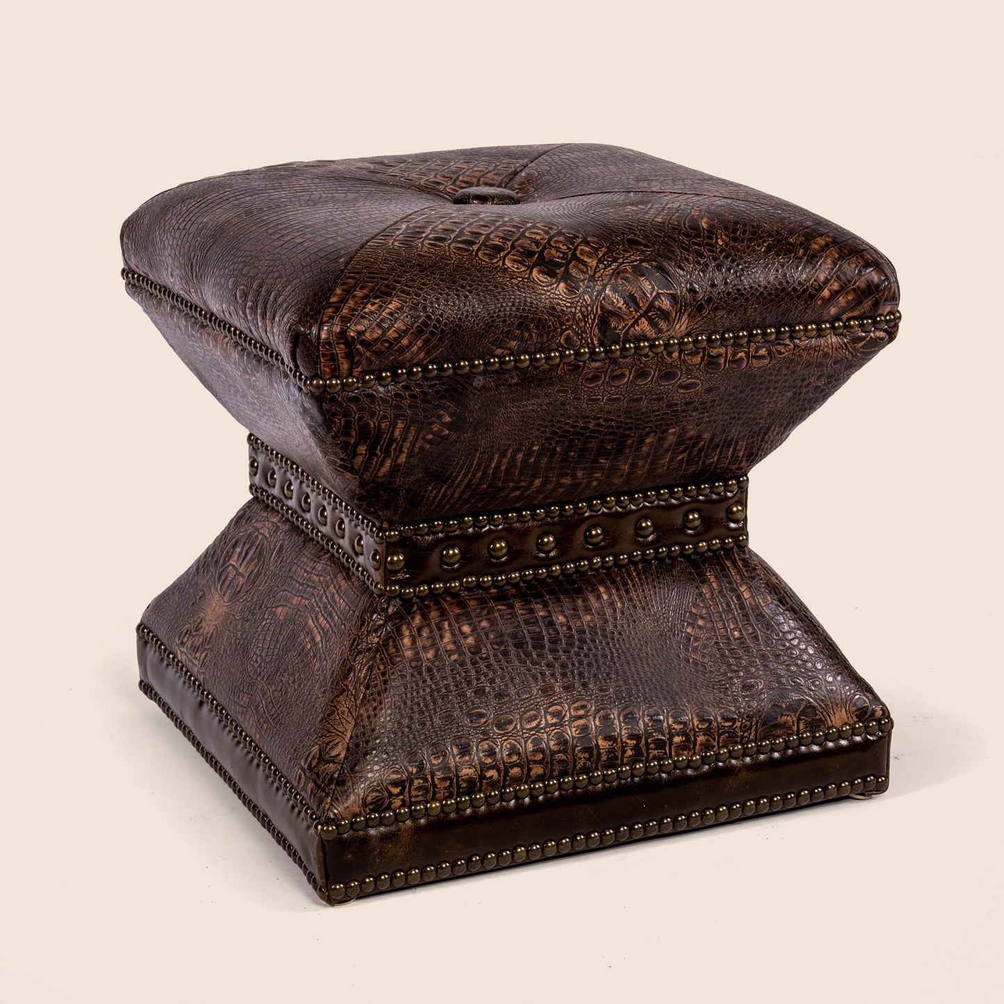 Otto Crocodile Leather Ottoman