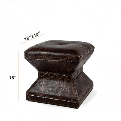Otto Crocodile Leather Ottoman