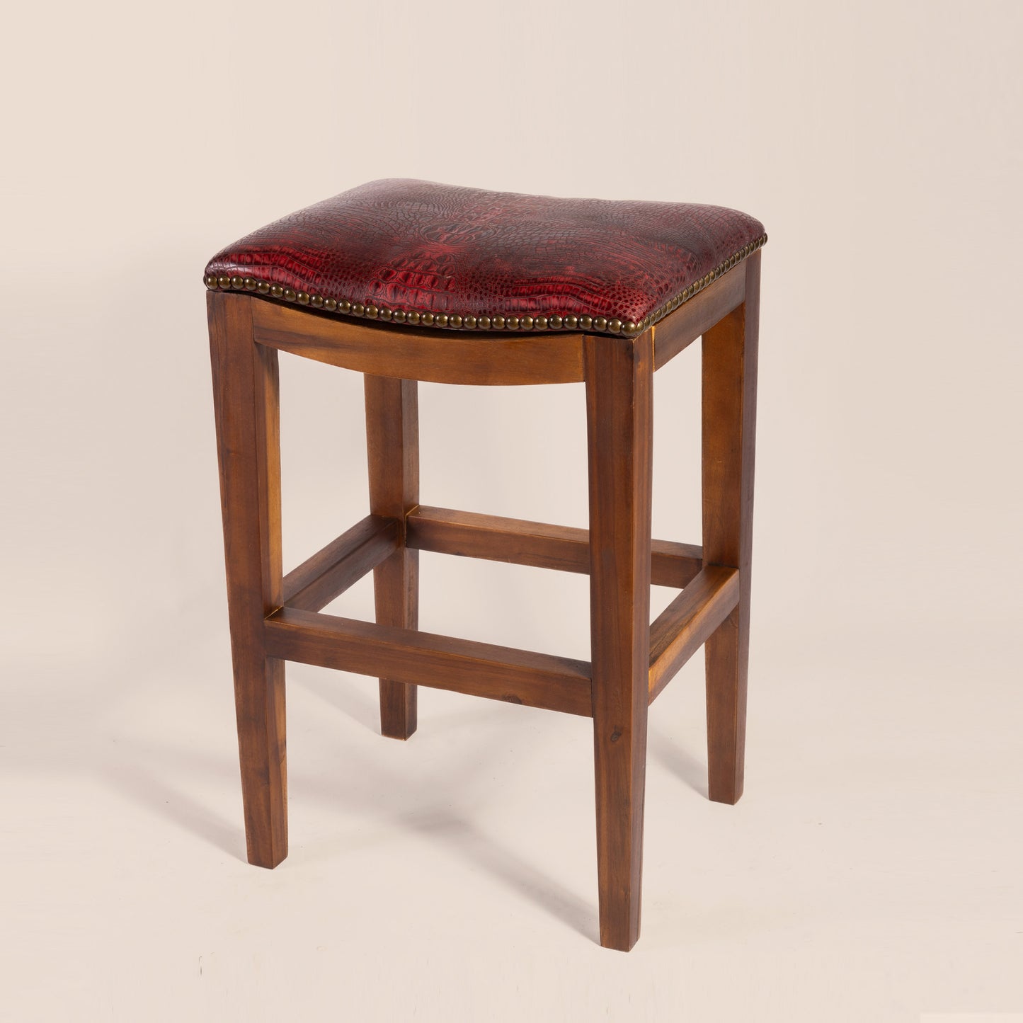 Platzer Saddle Stool in red crocodile leather – side view