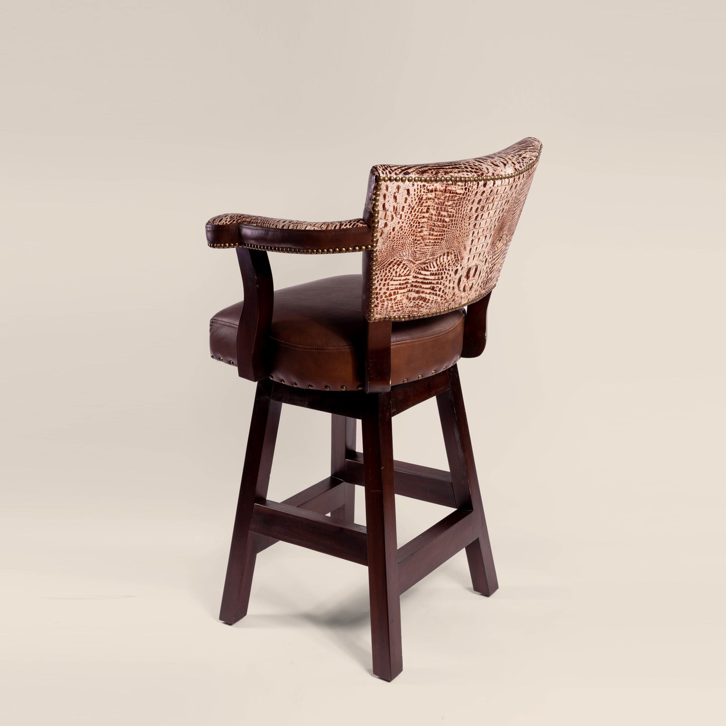 Trophy Swivel Stool in white crocodile leather – back view