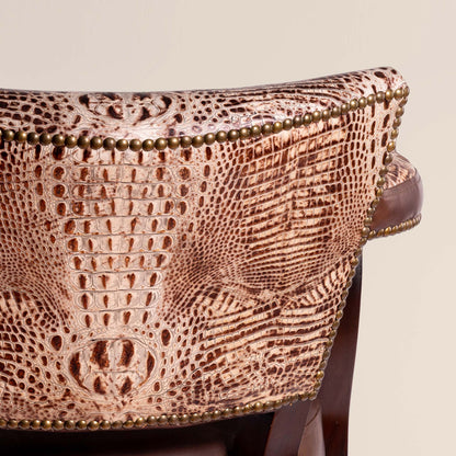 Trophy Swivel Stool in white crocodile leather – detail view