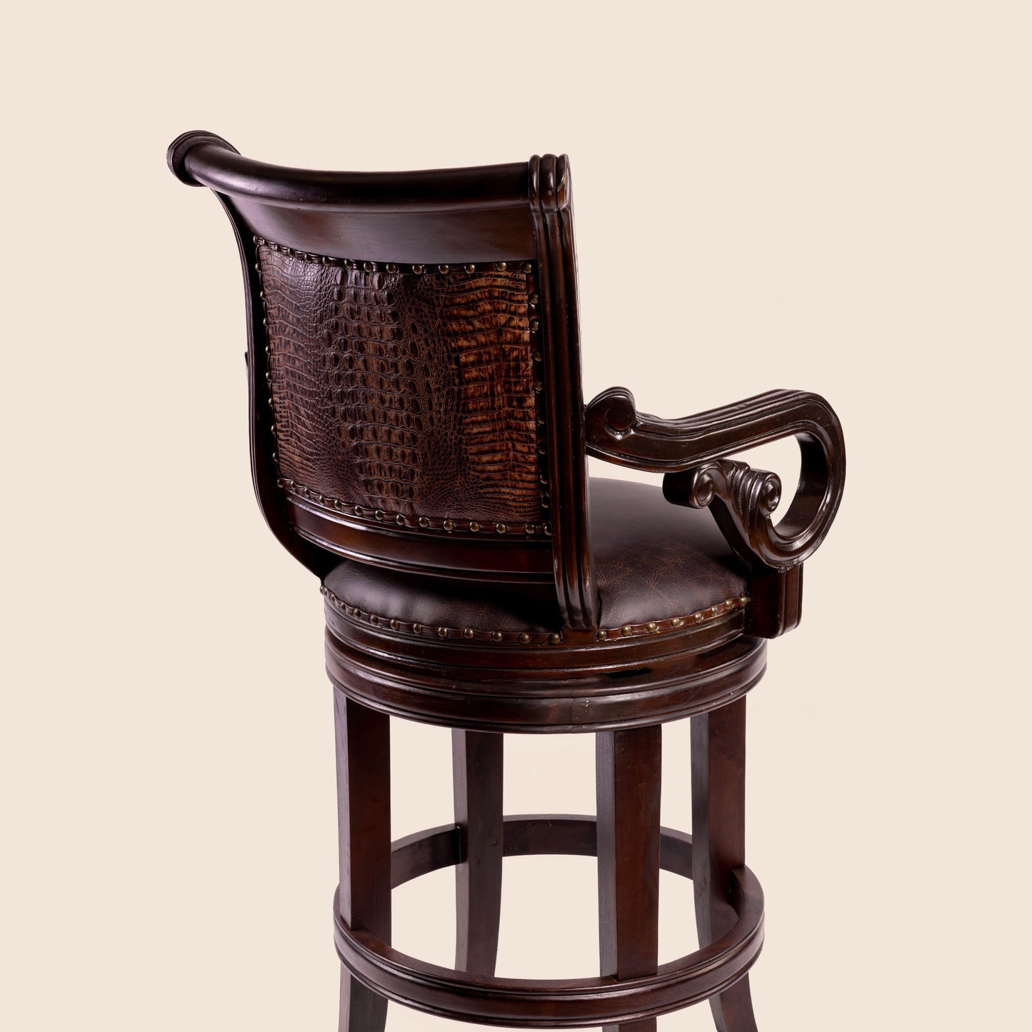 Bethany Crocodile Leather Swivel Stool