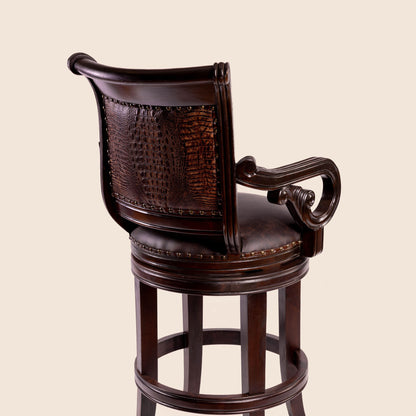 Bethany Crocodile Leather Swivel Stool