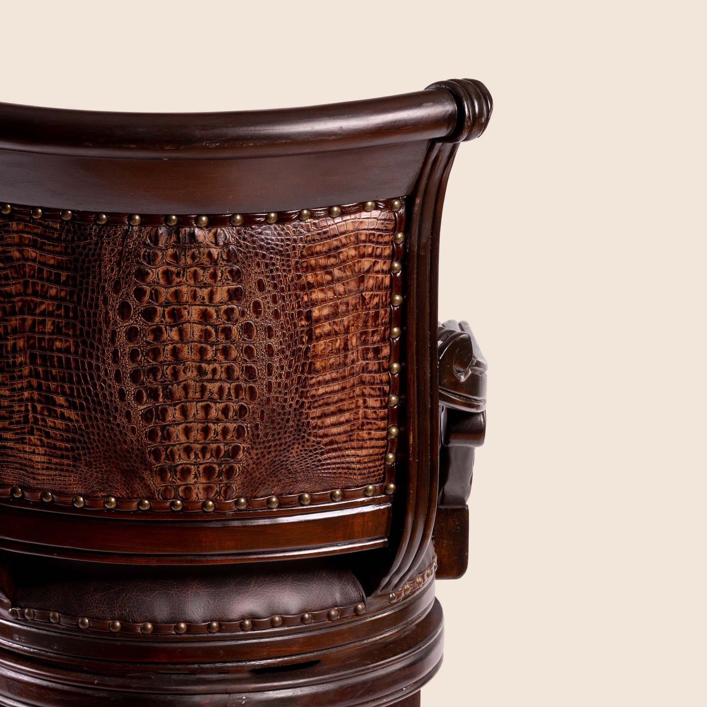 Bethany Crocodile Leather Swivel Stool