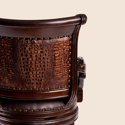 Bethany Crocodile Leather Swivel Stool