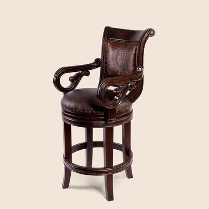 Bethany Crocodile Leather Swivel Stool