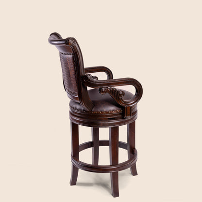 Bethany Crocodile Leather Swivel Stool