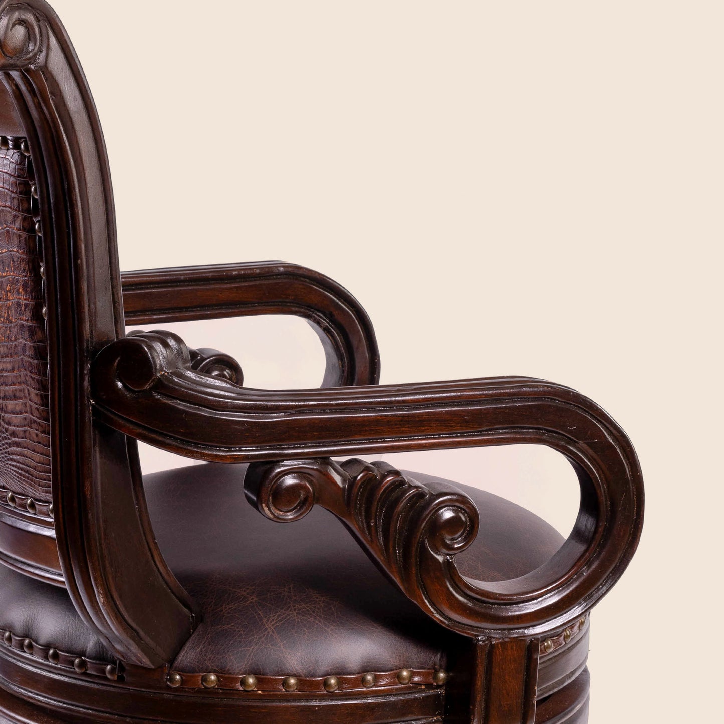 Bethany Crocodile Leather Swivel Stool