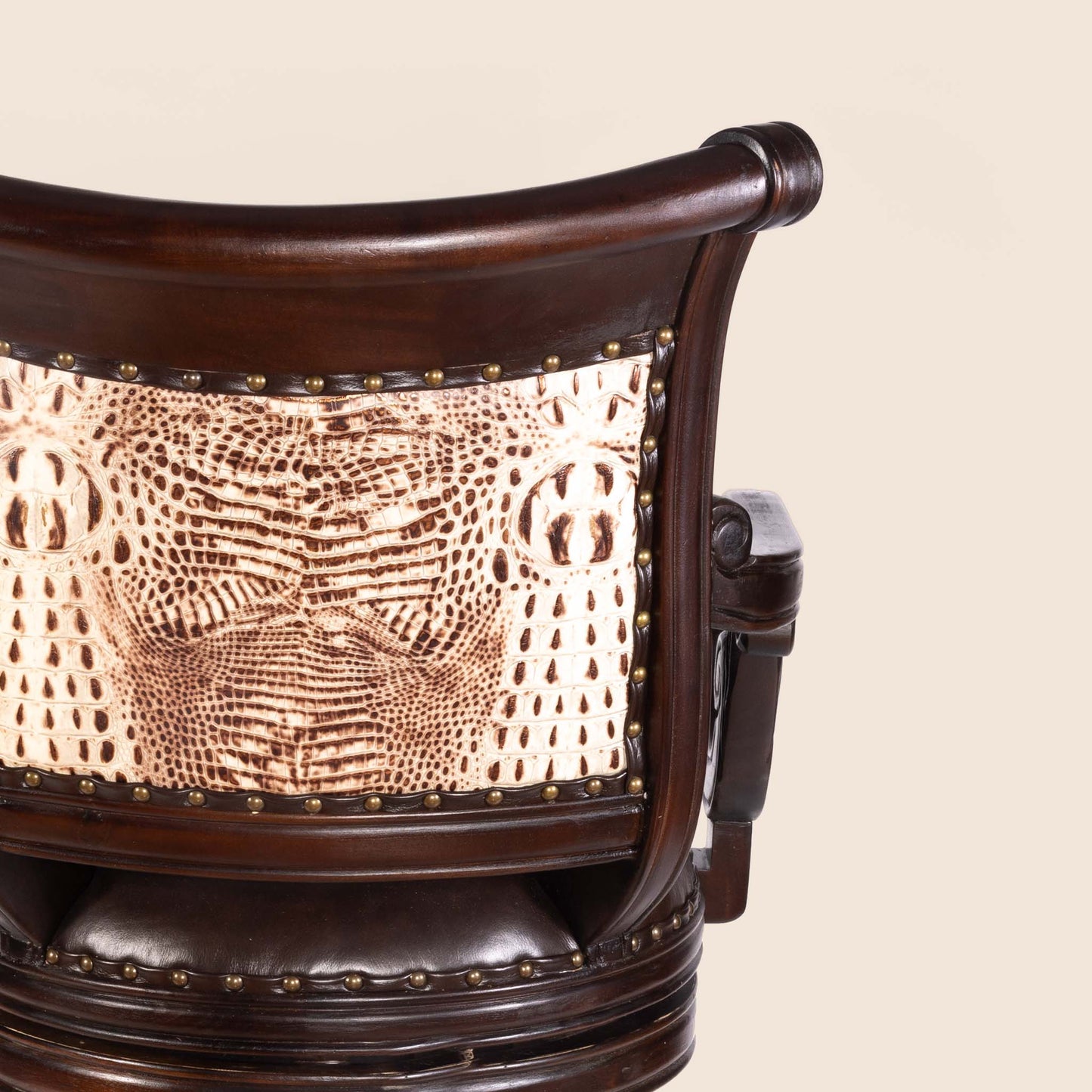 Bethany Crocodile Leather Swivel Stool