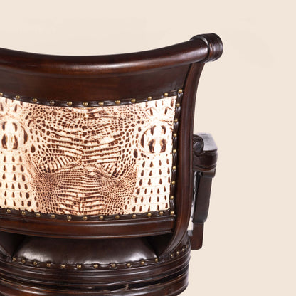 Bethany Crocodile Leather Swivel Stool