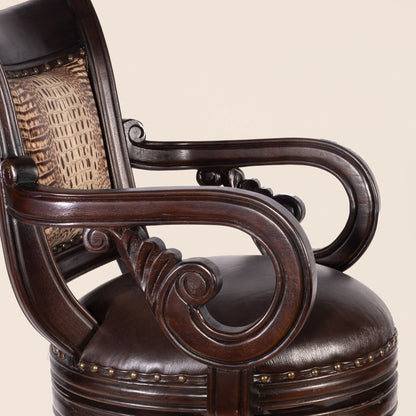 Bethany Crocodile Leather Swivel Stool