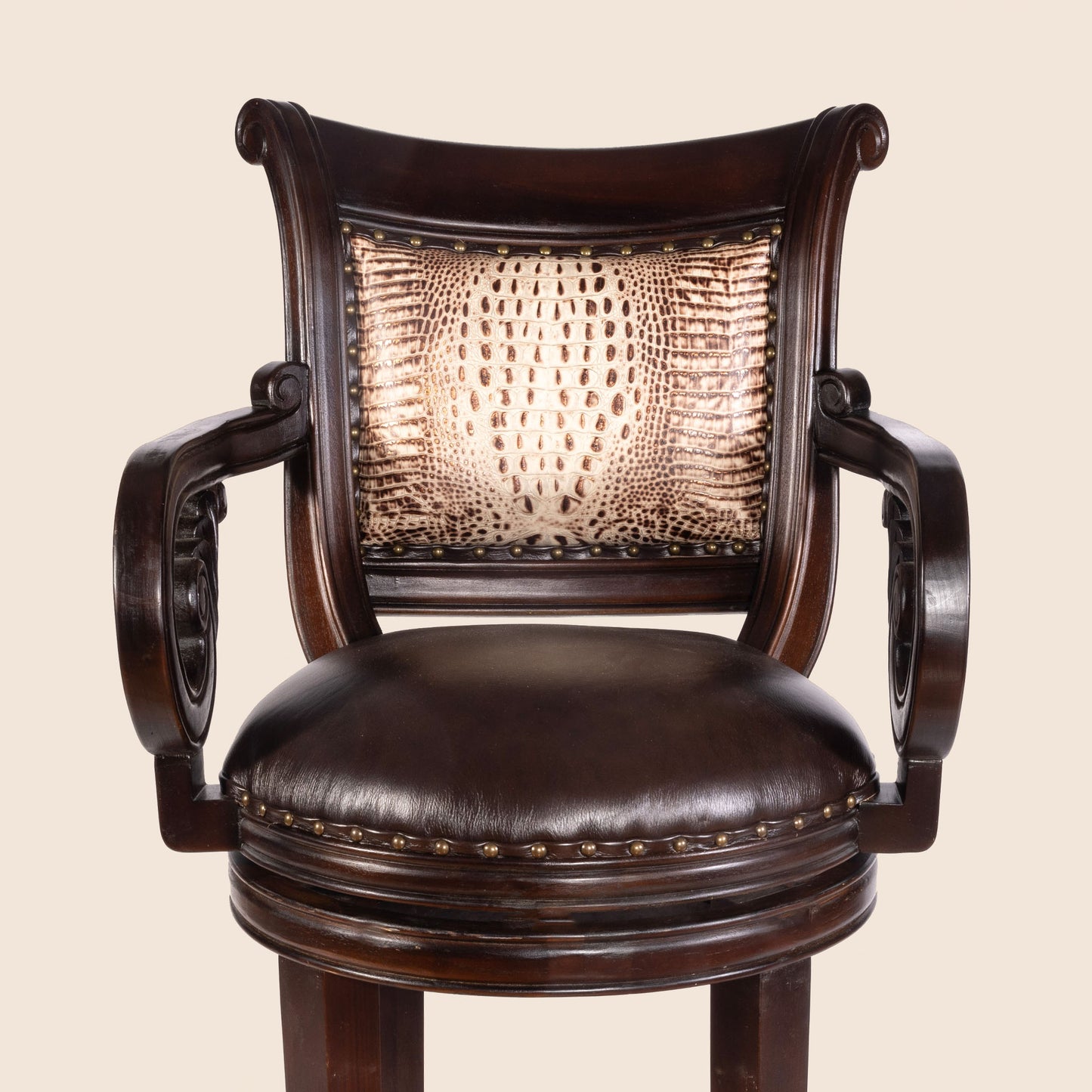Bethany Crocodile Leather Swivel Stool