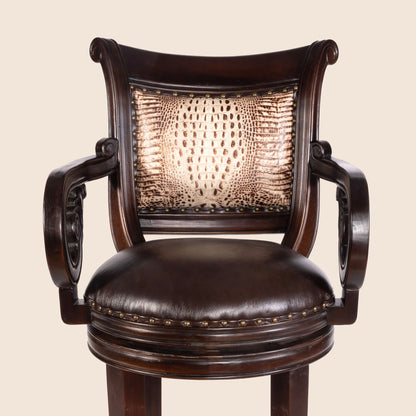 Bethany Crocodile Leather Swivel Stool
