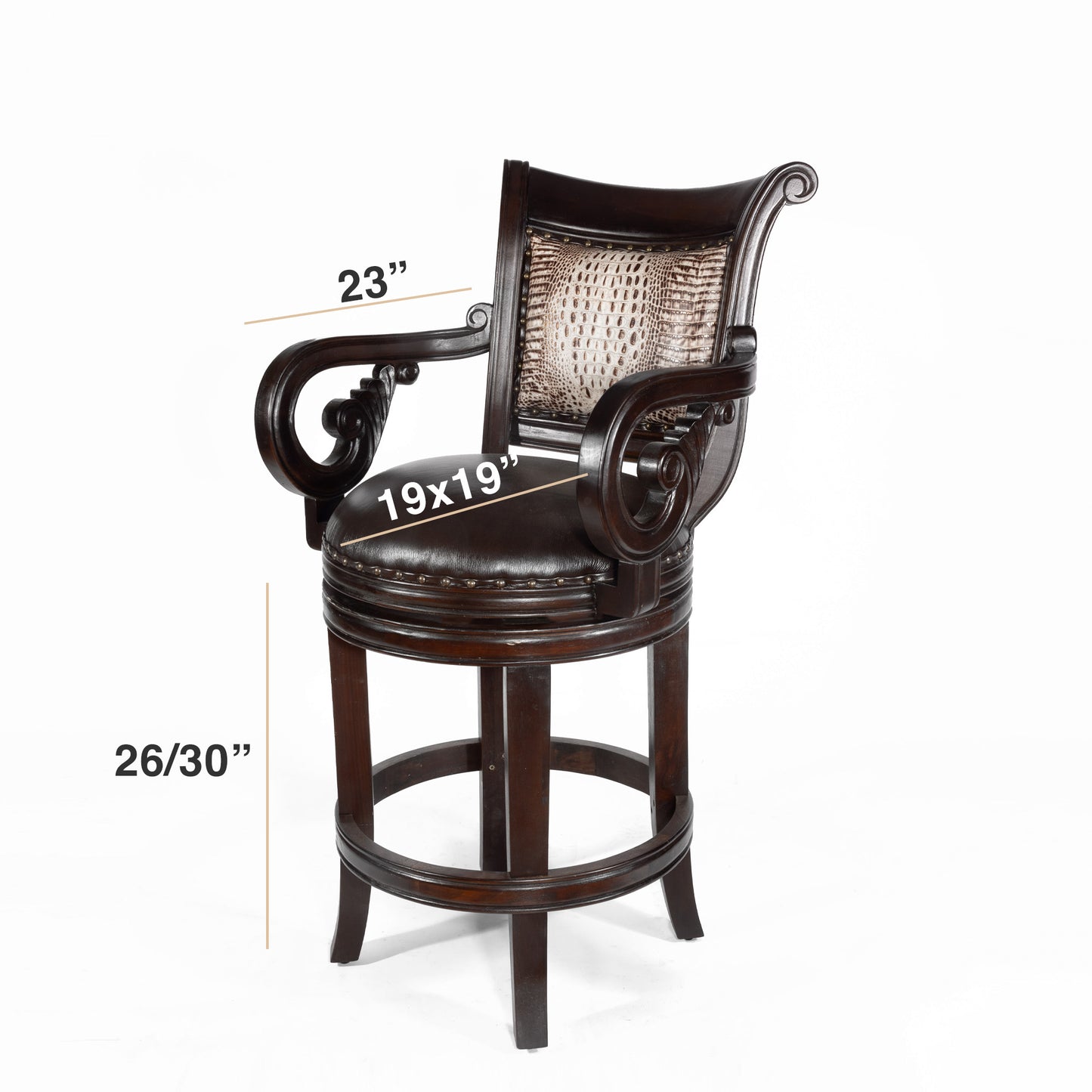 Bethany Crocodile Leather Swivel Stool