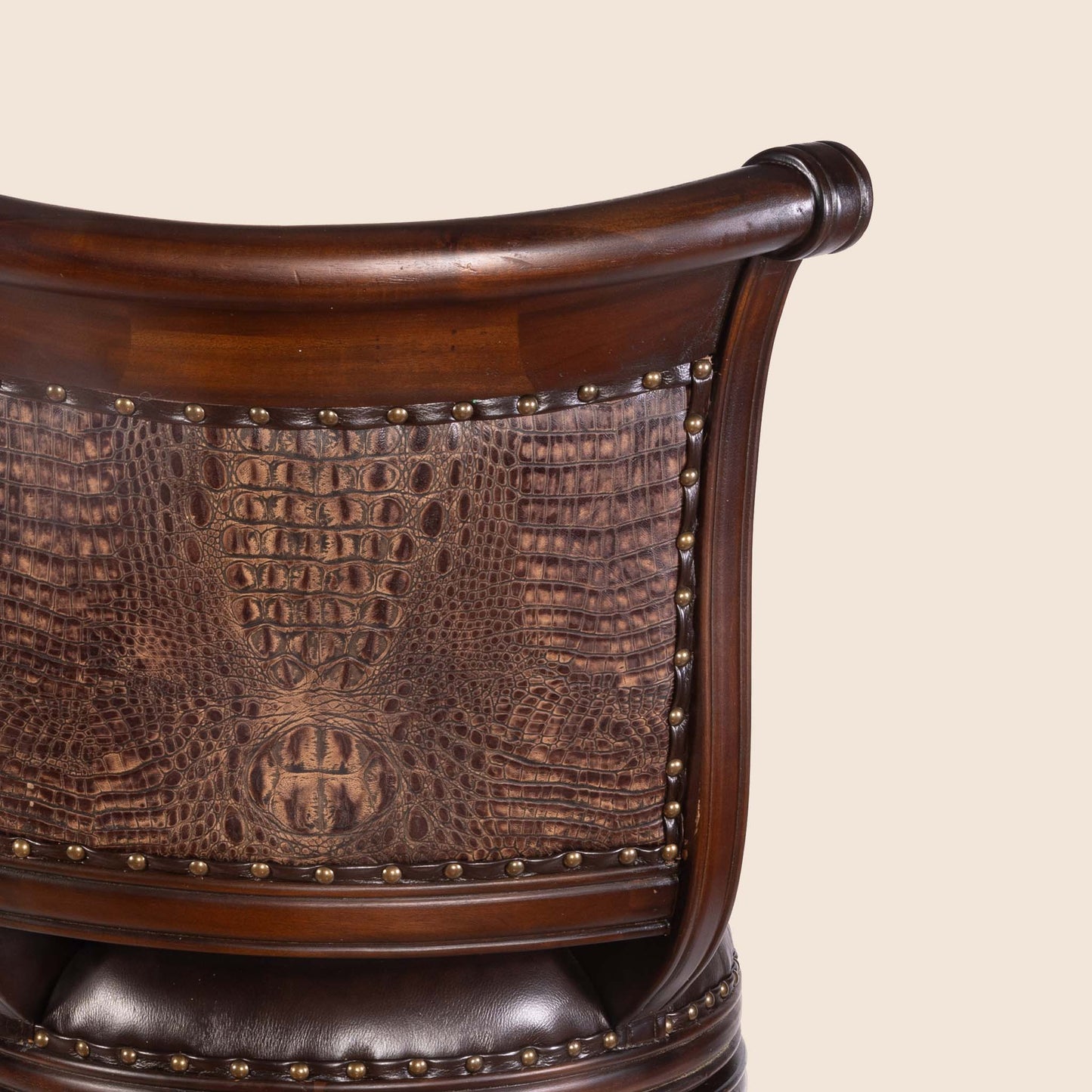 Emery Crocodile Leather Swivel Stool