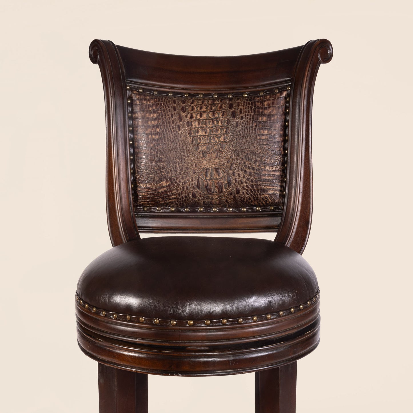 Emery Crocodile Leather Swivel Stool