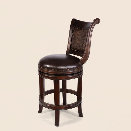 Emery Crocodile Leather Swivel Stool