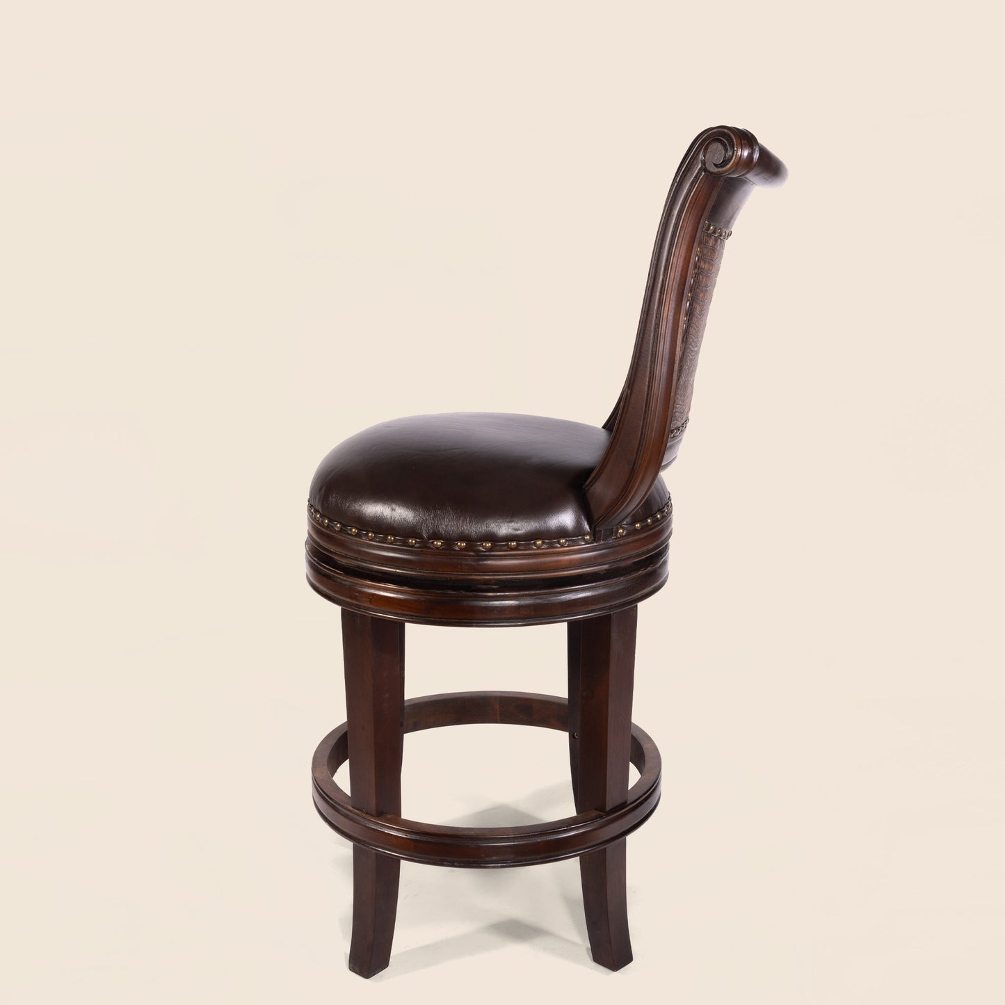 Emery Crocodile Leather Swivel Stool