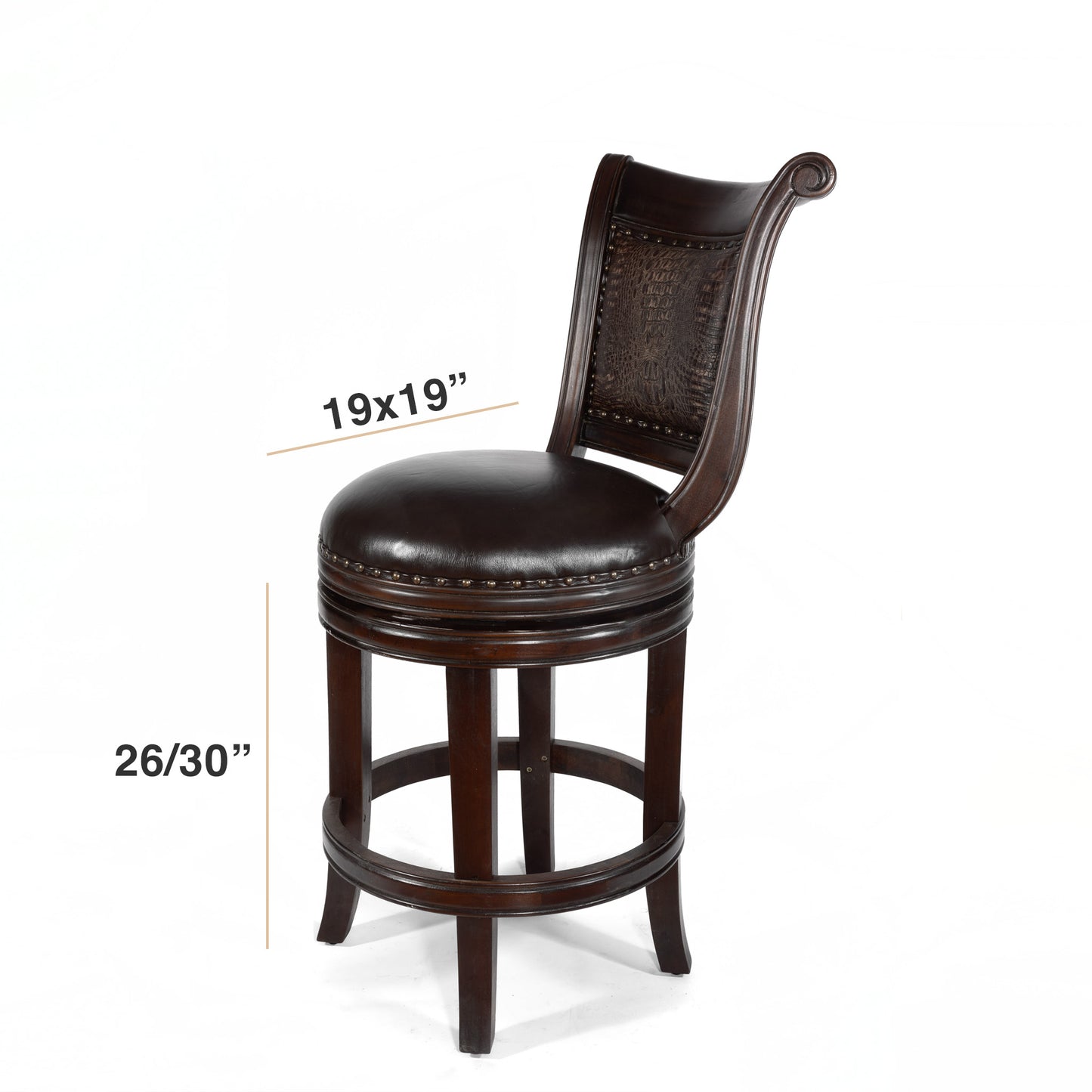 Emery Crocodile Leather Swivel Stool