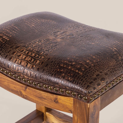 Platzer Crocodile Leather Saddle Stool