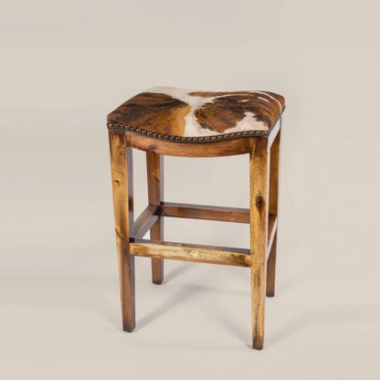 Platzer Cowhide Leather Saddle Stool