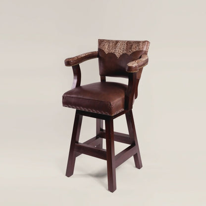 Trophy Crocodile Leather Swivel Stool
