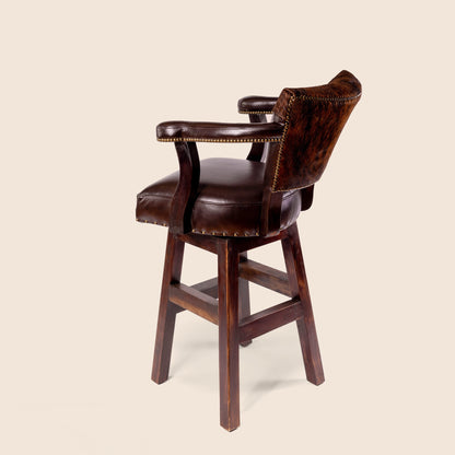 Trophy Swivel Stool in cowhide leather – front view