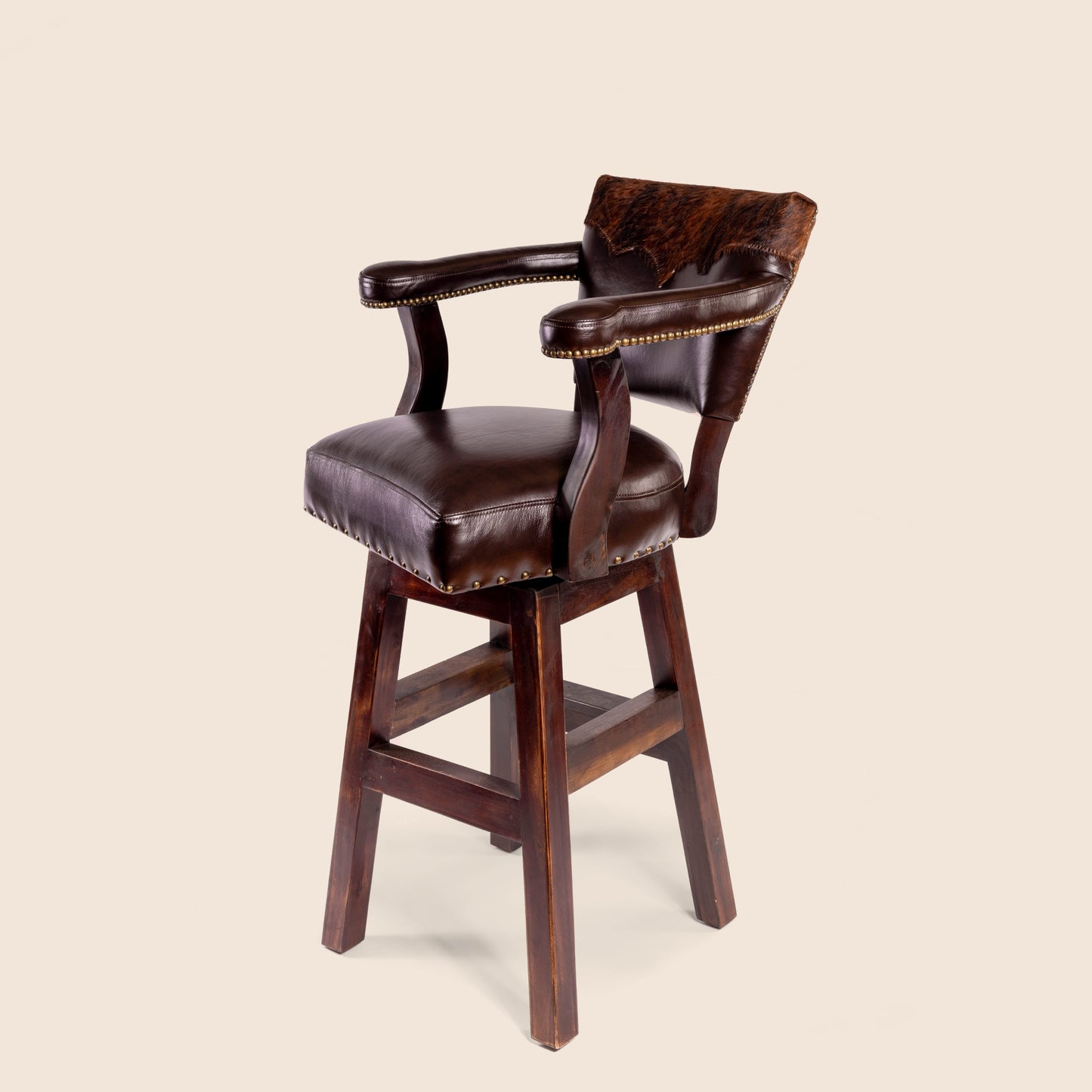 Trophy Swivel Stool in cowhide leather – front view