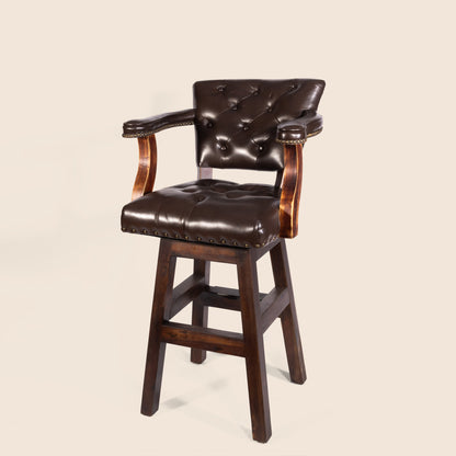 Trophy Swivel Stool in tufted leather – front view