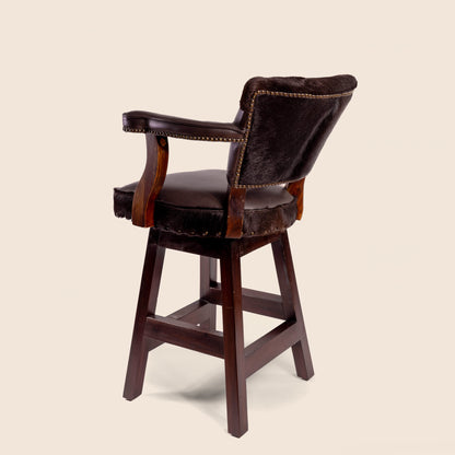 Trophy Swivel Stool in cowhide leather – back view
