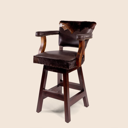 Trophy Swivel Stool in cowhide leather – front view