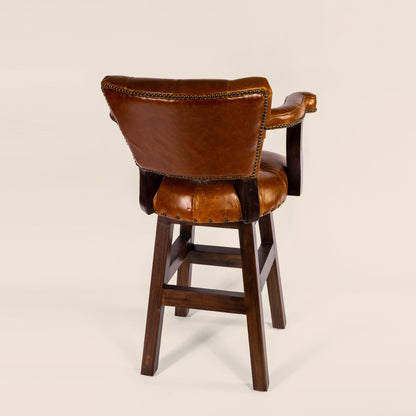 Trophy Swivel Stool in tufted leather – back view
