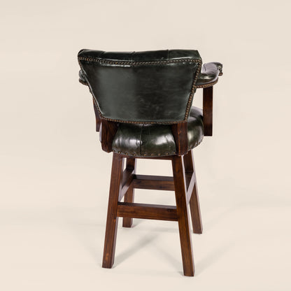 Trophy Swivel Stool in tufted leather – back view