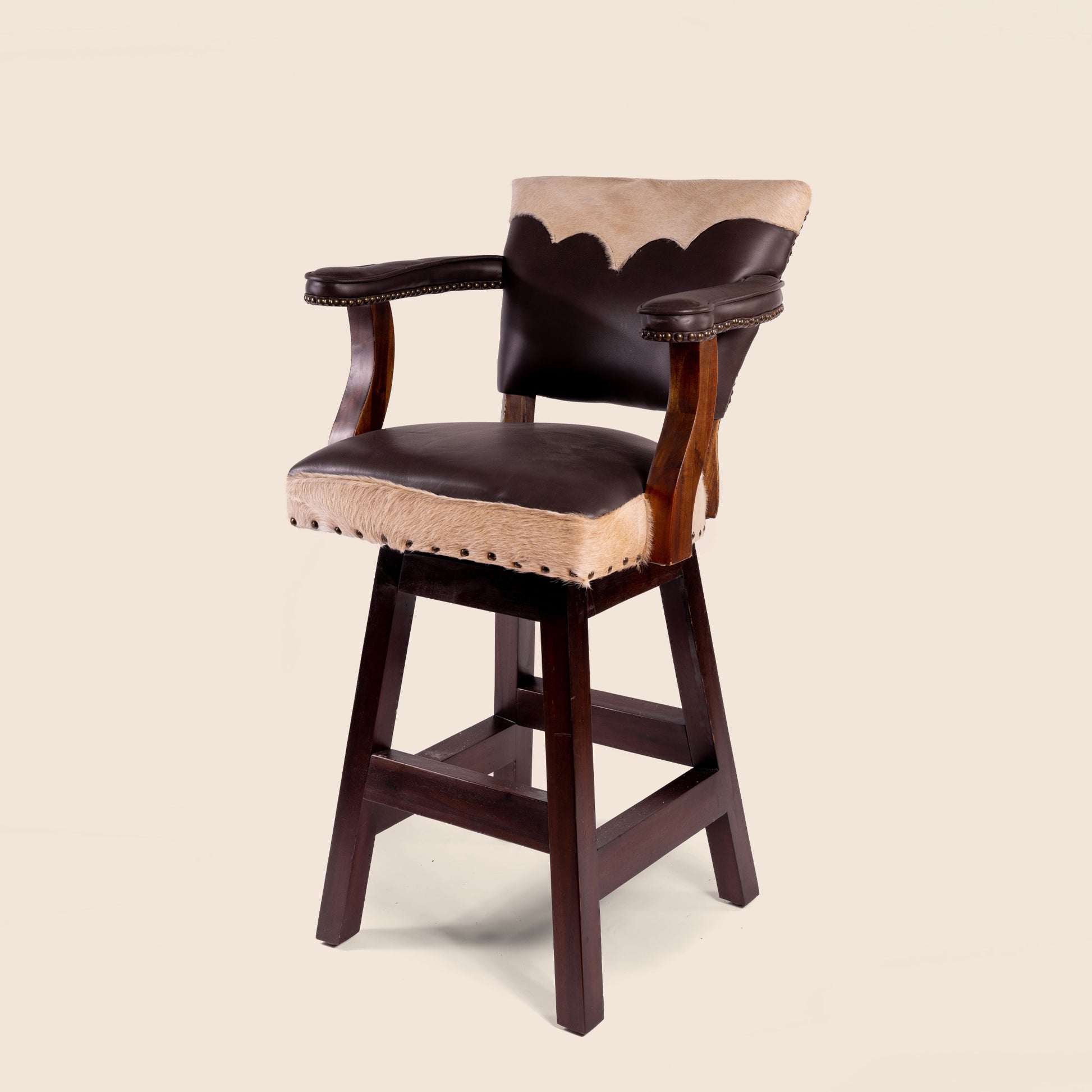 Trophy Swivel Stool in cowhide leather – side view