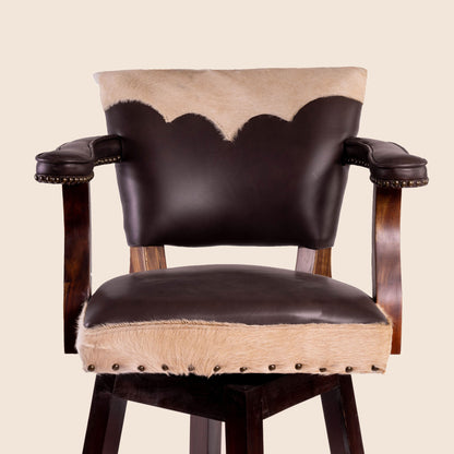 Trophy Swivel Stool in cowhide leather – front view