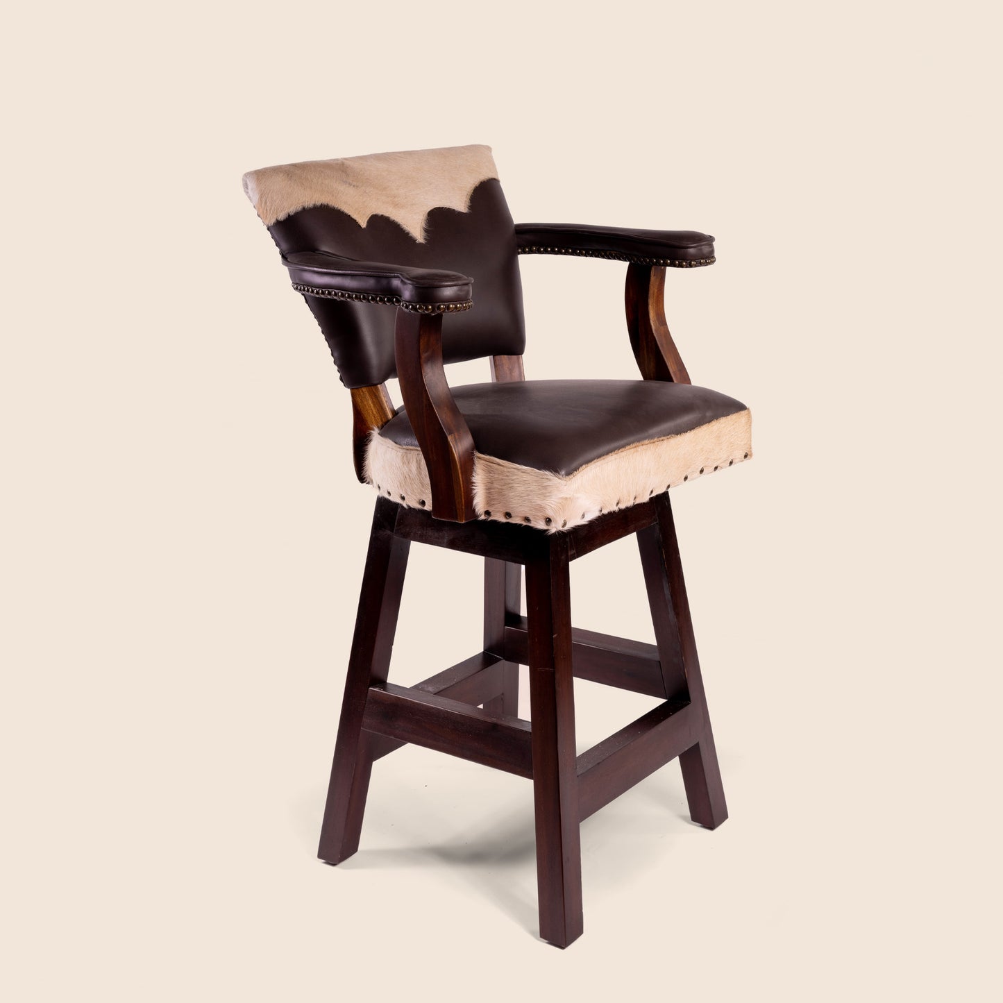 Trophy Swivel Stool in cowhide leather – side view