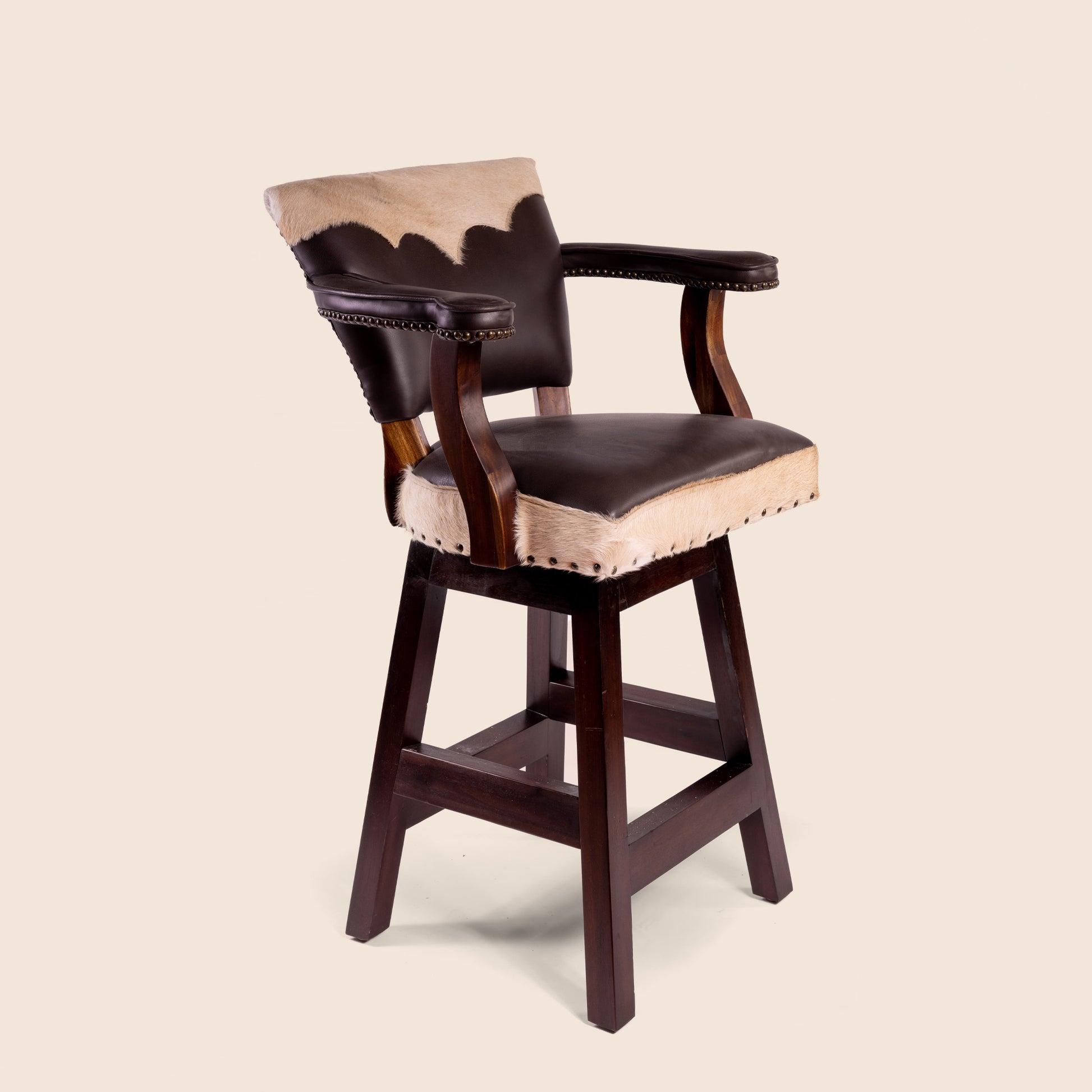 Trophy Swivel Stool in cowhide leather – side view