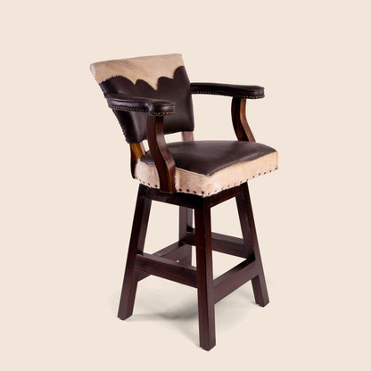Trophy Swivel Stool in cowhide leather – side view